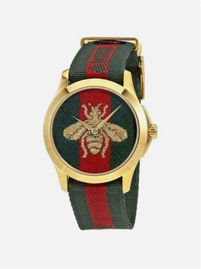 Gucci G-Timeless Gold Tone Nylon Watch 38mm Unisex